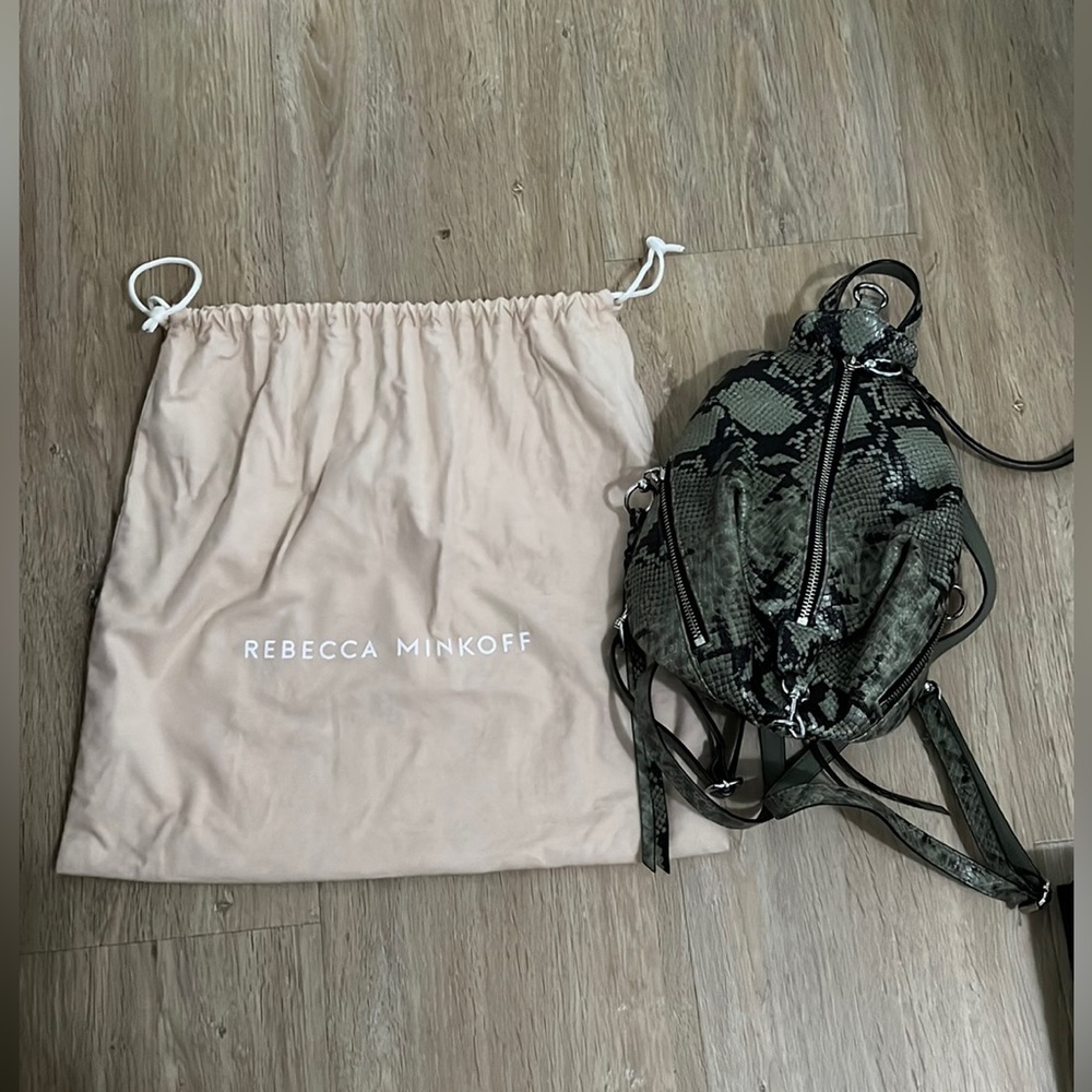REBECCA MINKOFF SNAKESKIN MINI BACKPACK